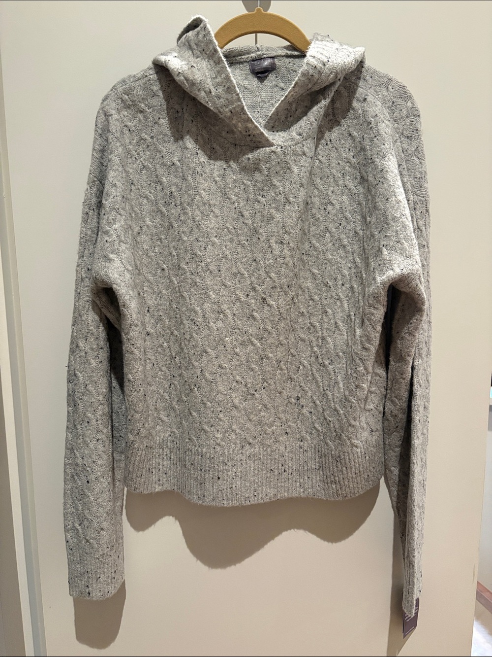 Auden Light Grey Cable-Knit Hooded Sweater